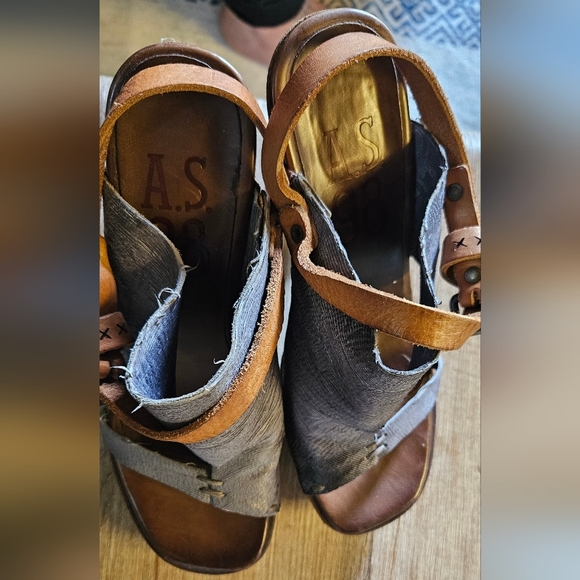 A.S. 98 Two-Tone Leather Sandals - Picture 4 of 7